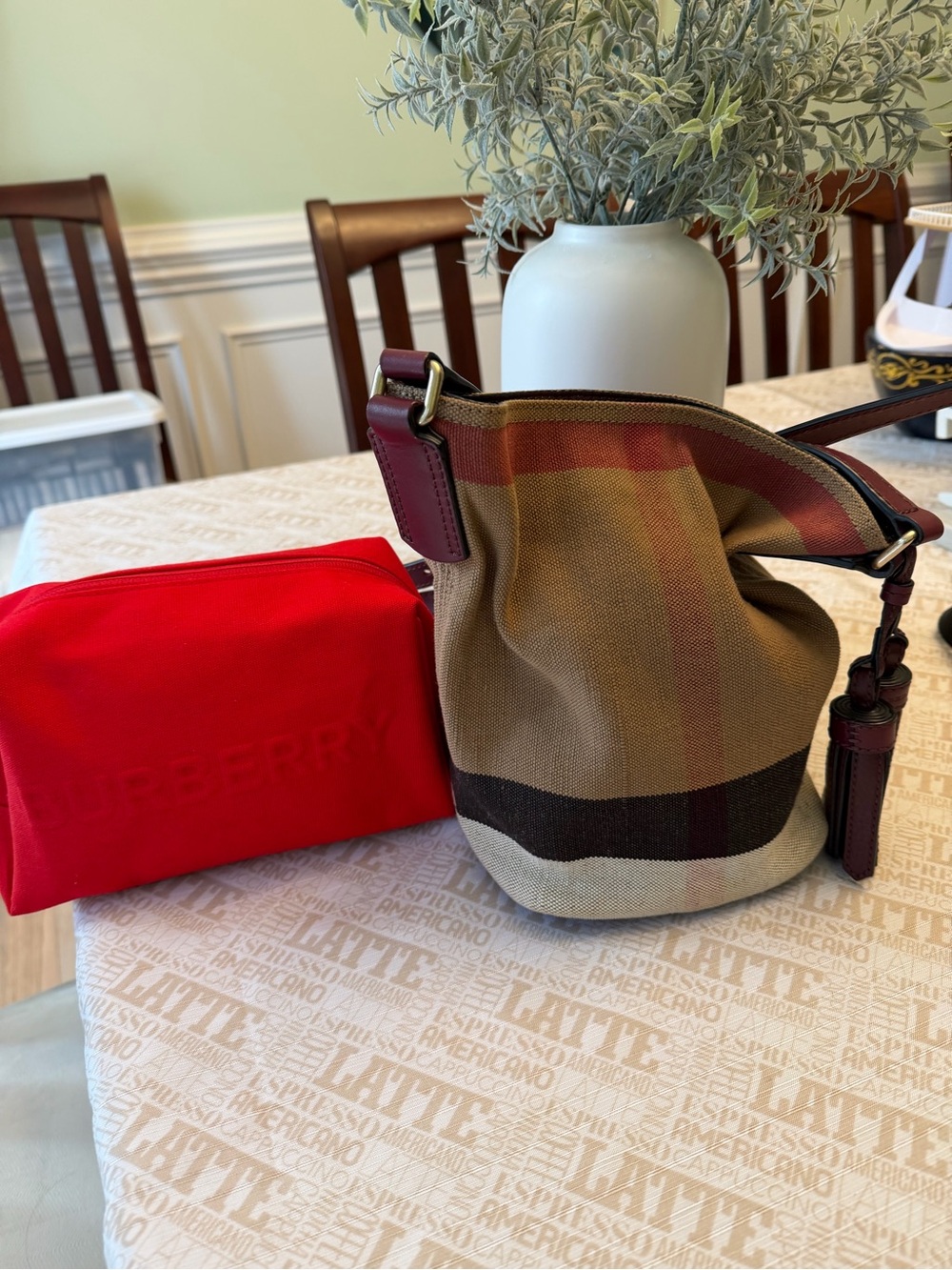 Burberry Small Bucket Crossbody with Free Cosmetic Case